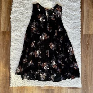 Free People Snap Out Of It Black Floral Swing Dress Midi Boho Dress